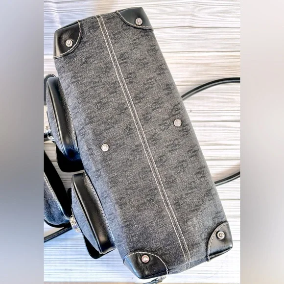 -020 Dooney &Bourke K6129452 Anniversary Signature Black Denim Satchel&Pouch Set